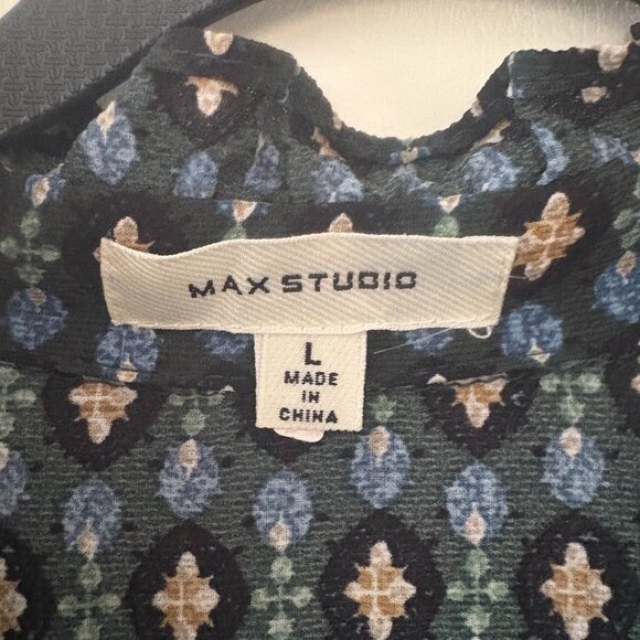 MAX STUDIO L Women's Crepe Tiered Long Sleeve Maxi Dress - Picture 7 of 7